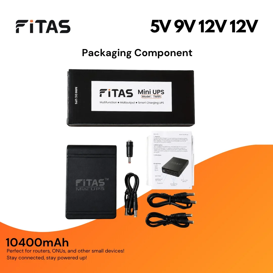 FITAS Mini UPS TM95 10400mAh Multi-Output Backup Power Supply for Router, ONU, CCTV & IP Camera - image 6