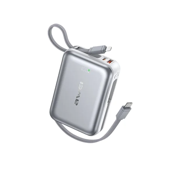 AWEI C03 20000mAh 45W Fast Charging Power Bank with Built-in Cables - image 3