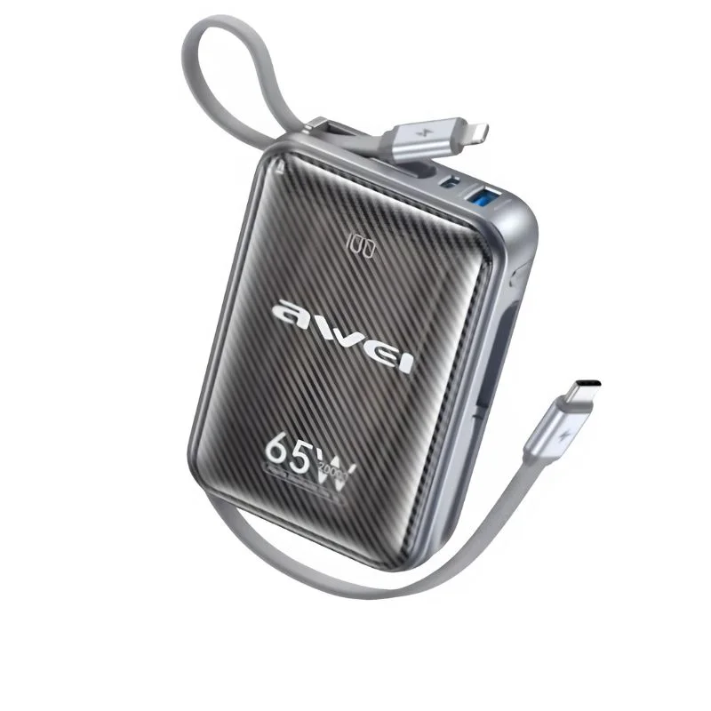 AWEI MH818 65W 20000mAh Power Bank with Built in Cables