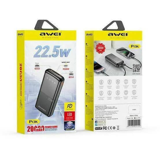 Awei P13K 20000mAh 22.5W Fast Charging Power Bank - image 4