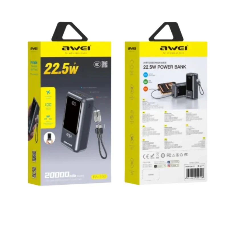 Awei PA100 Digital Display 20000mAH 22.5W Fast Charging Powerbank - image 2