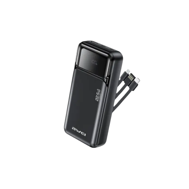 Awei PA‑93 20000mAh 22.5W Fast Charging Power Bank with Built‑in Dual Cables - image 4