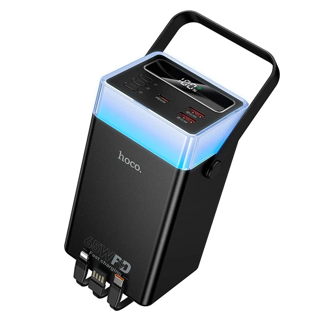 HOCO DB103A 65W 60000mAh fully compatible power bank with built-in cable and camping light  