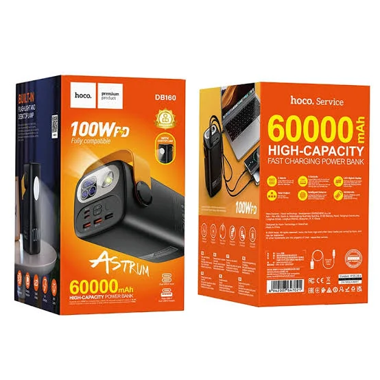 Hoco DB160 60000mAh PD100W PowerBank for laptop with fast charging, flashlight - image 4