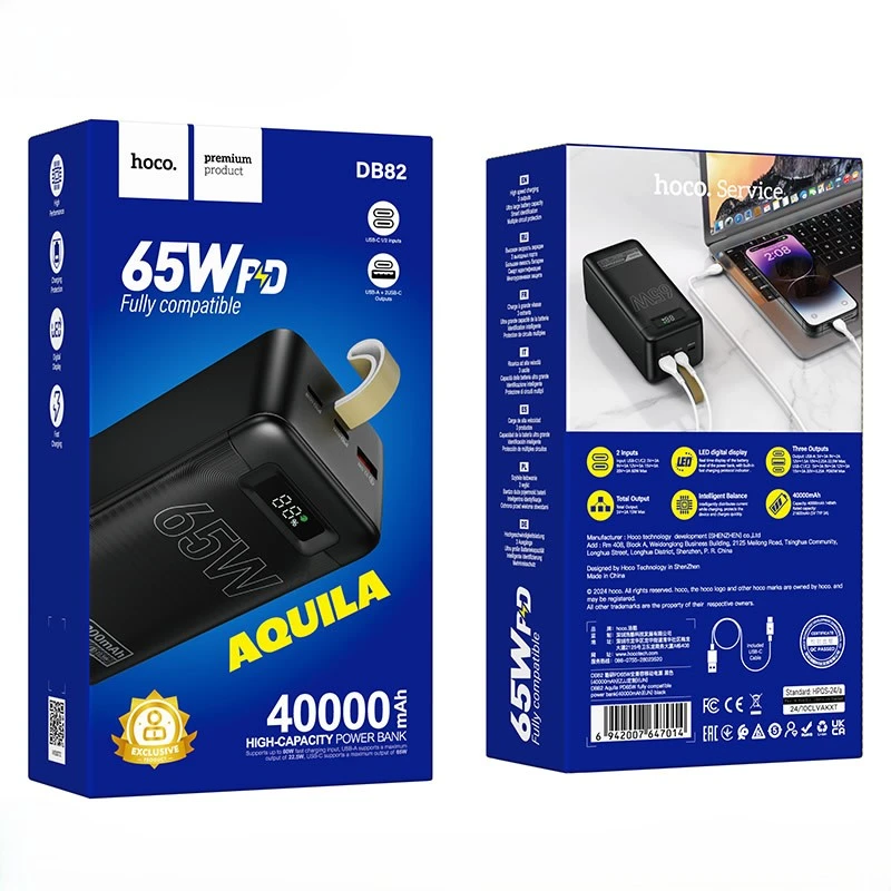 Hoco DB82 40000mAh 65W PD Fast Charging Power Bank with LED Display - image 5
