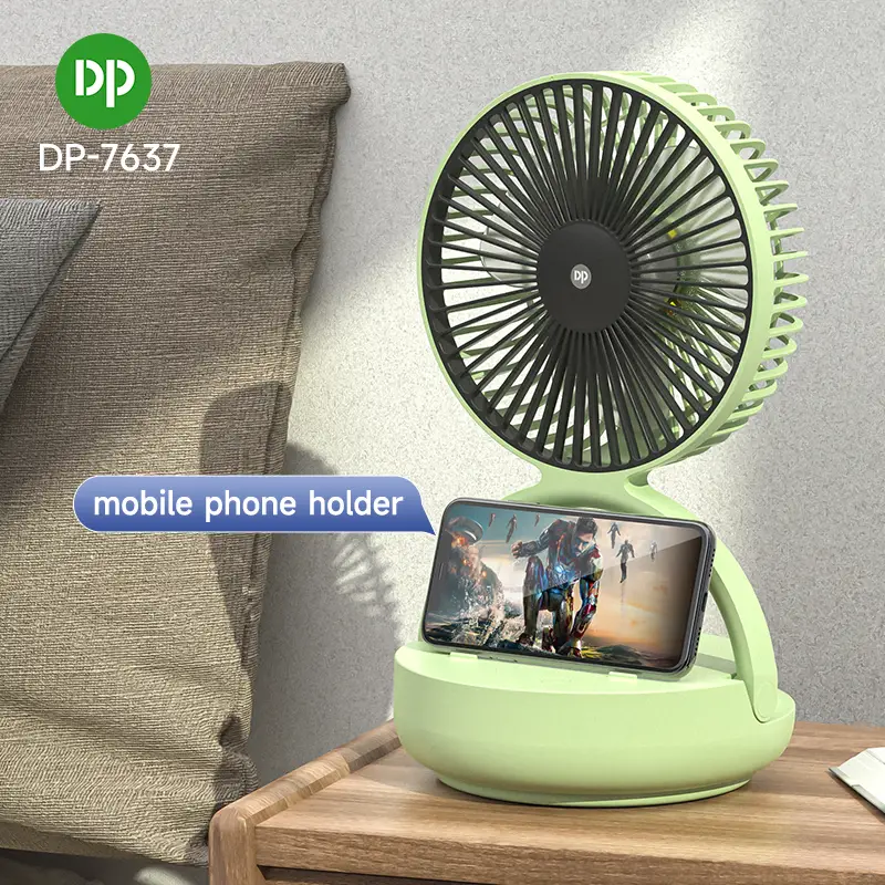 DP-7637 Folding Portable 8000 mAh Large Battery Desk Rechargeable Fan