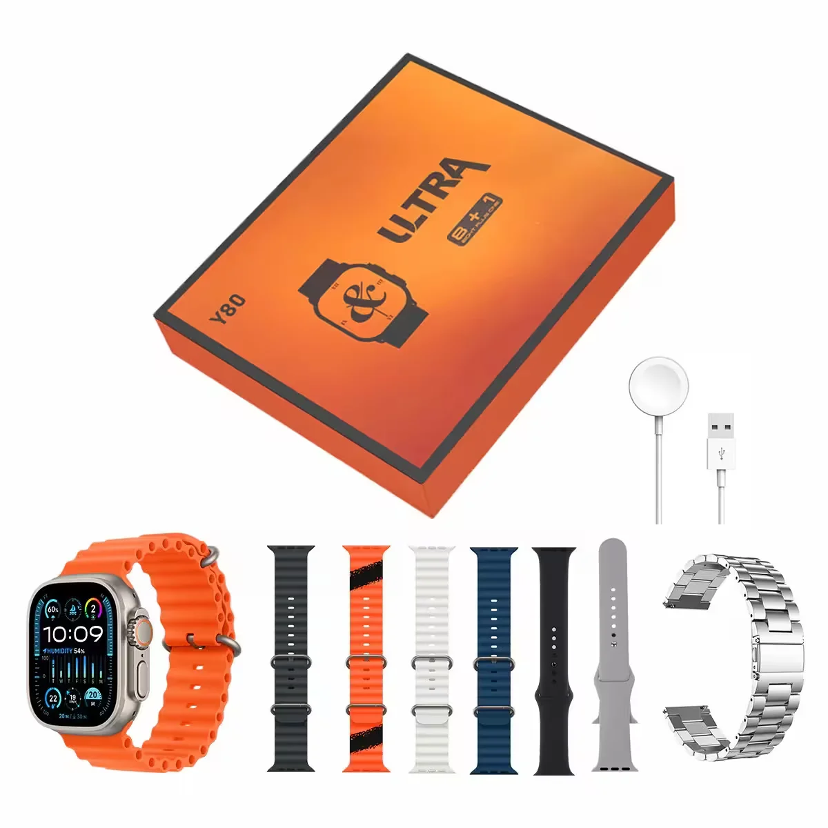 Original Y80 Ultra Smart Watch With 8 Straps - image 2